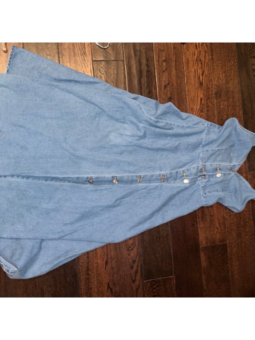 Vintage ANS Jeans Light Wash Denim Halter Dress Midi